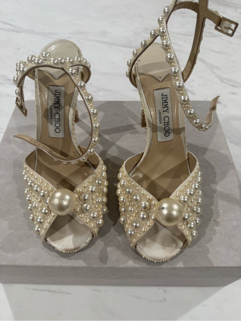 Jimmy Choo Sacora 100MM Pearl-Embellished heel